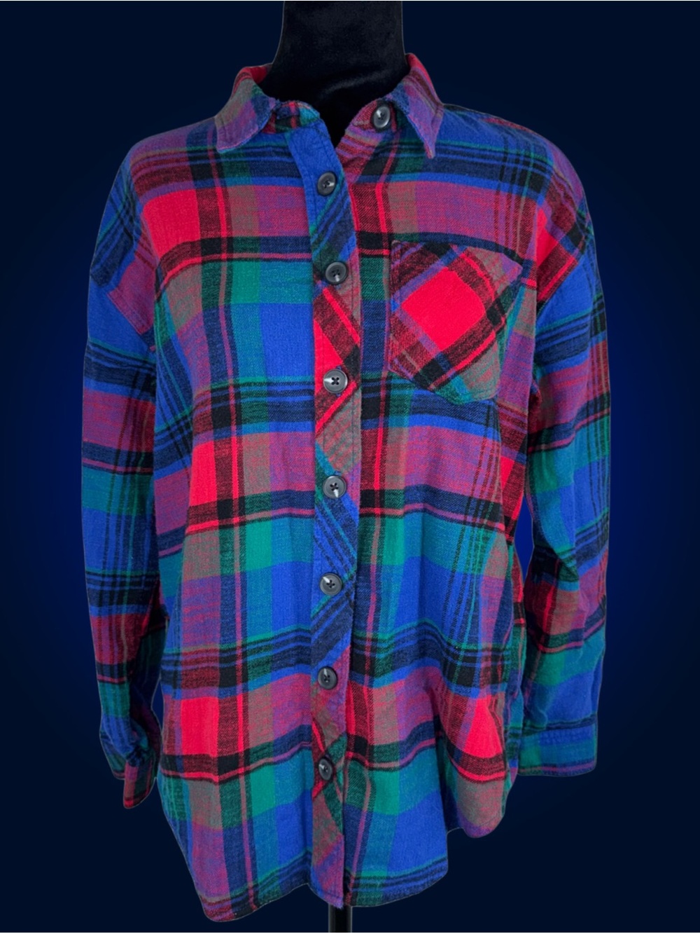 Maurices Cabin Plaid Boyfriend Tunic Flannel Shirt Colorful 100% Cotton XS - Picture 4 of 12